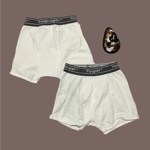 Youper Boys 2-Pack White Boxer Briefs w/ Soft Baseball Cup – Size L NWT